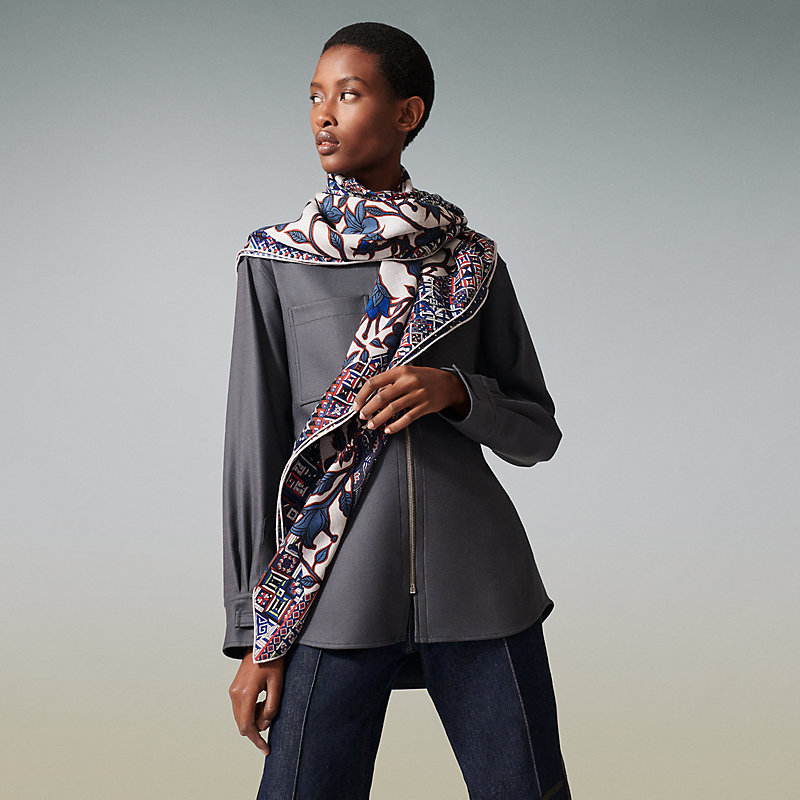 カレジェアン カシミヤシルク 《ジャガーとハチドリ》 | Hermès 